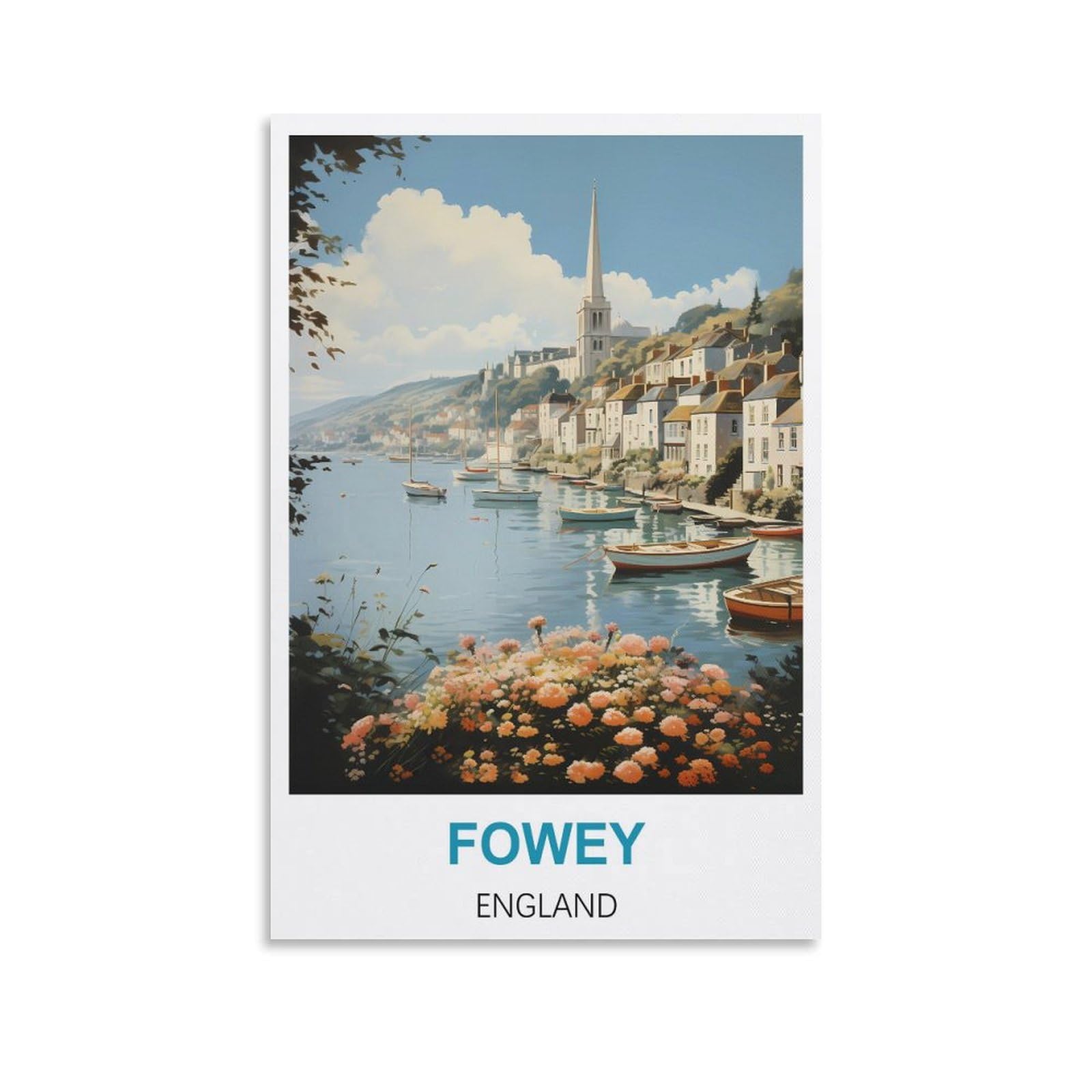 EZMLFA 5D Diamond Art Kits for Beginner,Fowey Englands,Diamond Art House DIY Diamond Art Kits for Home Wall Decor 50x60cm