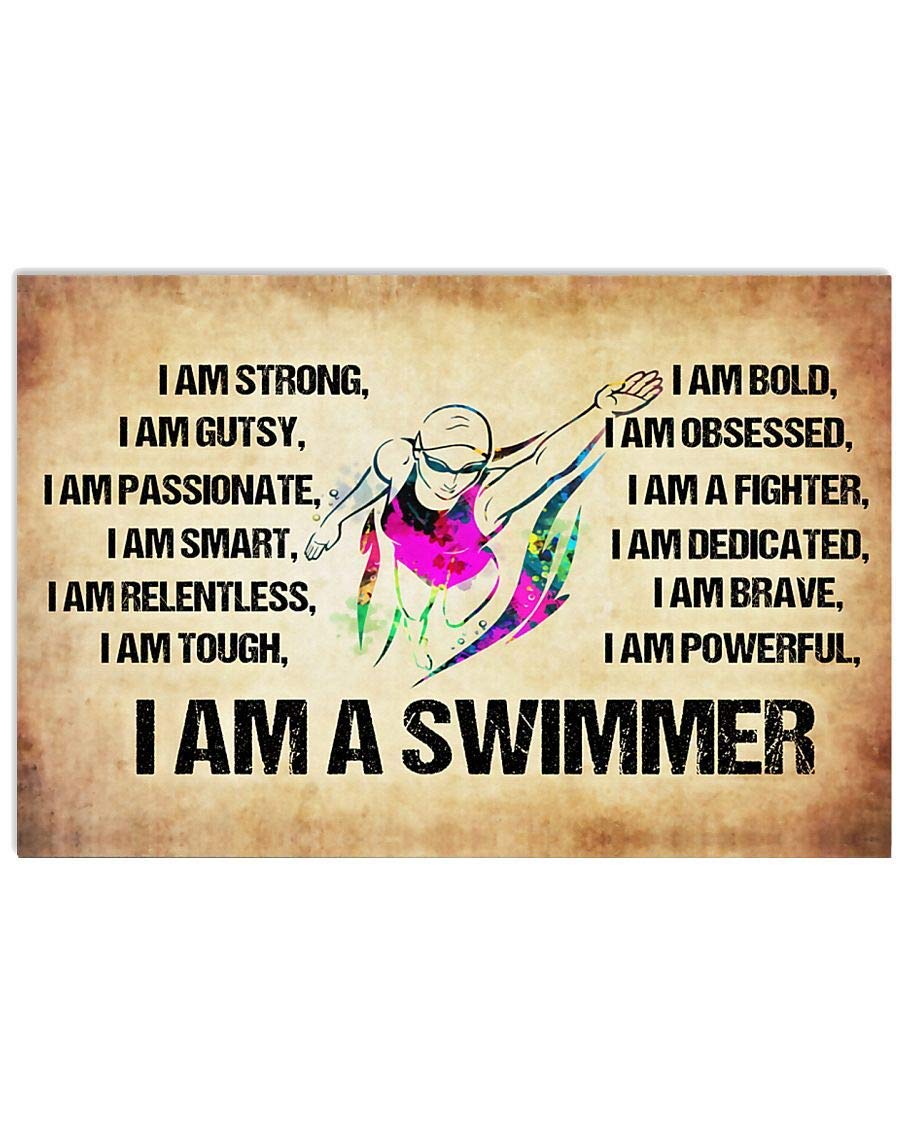 Tnnd Brown Swimming I Am A Swimmer Horizontal Poster Vintage Wall Decor Metal Sign Poster 8X12 Inches