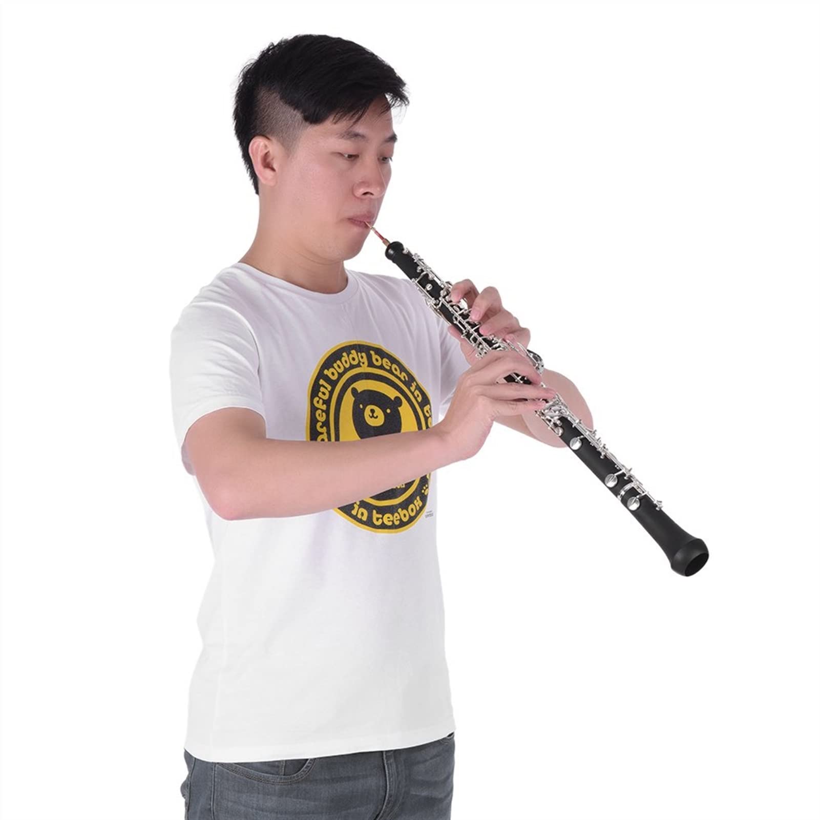 Strumento Oboe Professionale C- Chiave Strumento A Fiato Oboe Stile Semi- Automatico Argentato Tastiera con Borsa di Pelle Principiante di Oboe