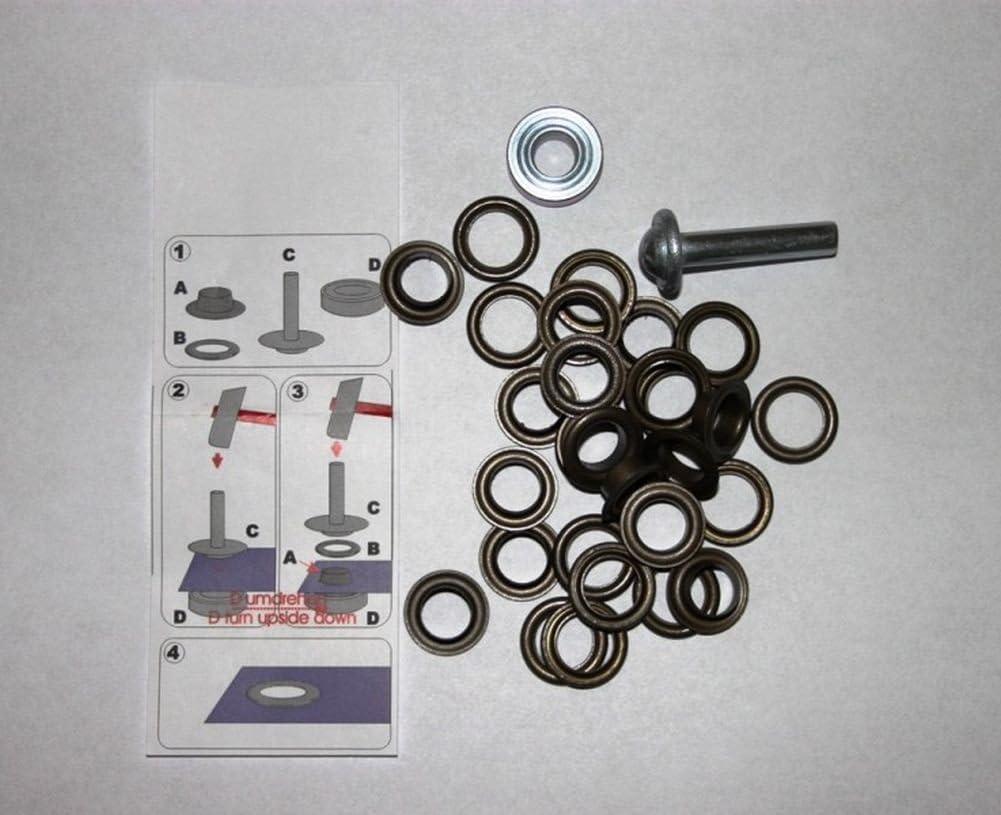641379 15 Eyelets with washers 11 mm Antique Brass Antique + Tool