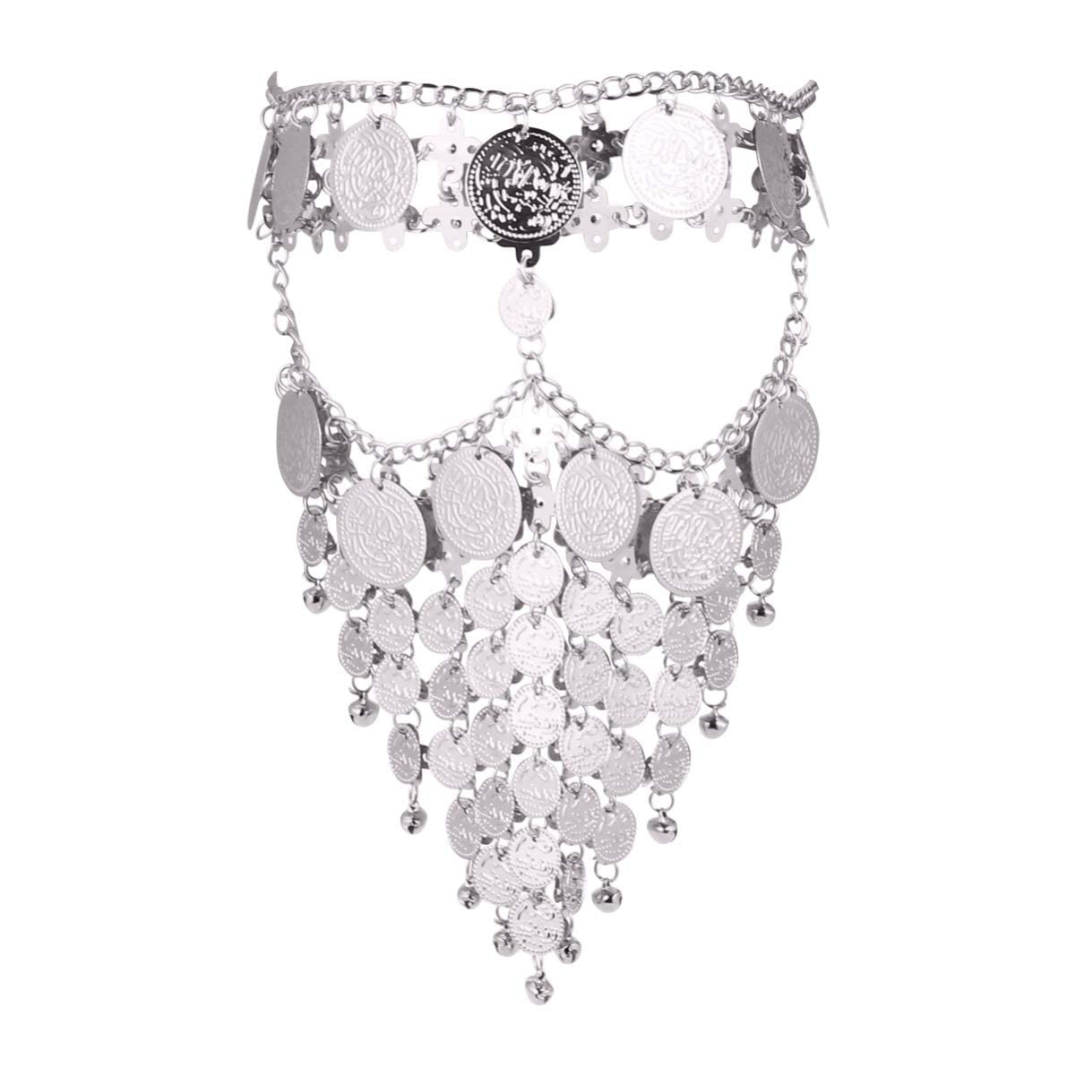 Lady Face Veil Belly Dance Jewelry Coin Face Veil Chain for Cosplay Halloween Dance Play Accessories