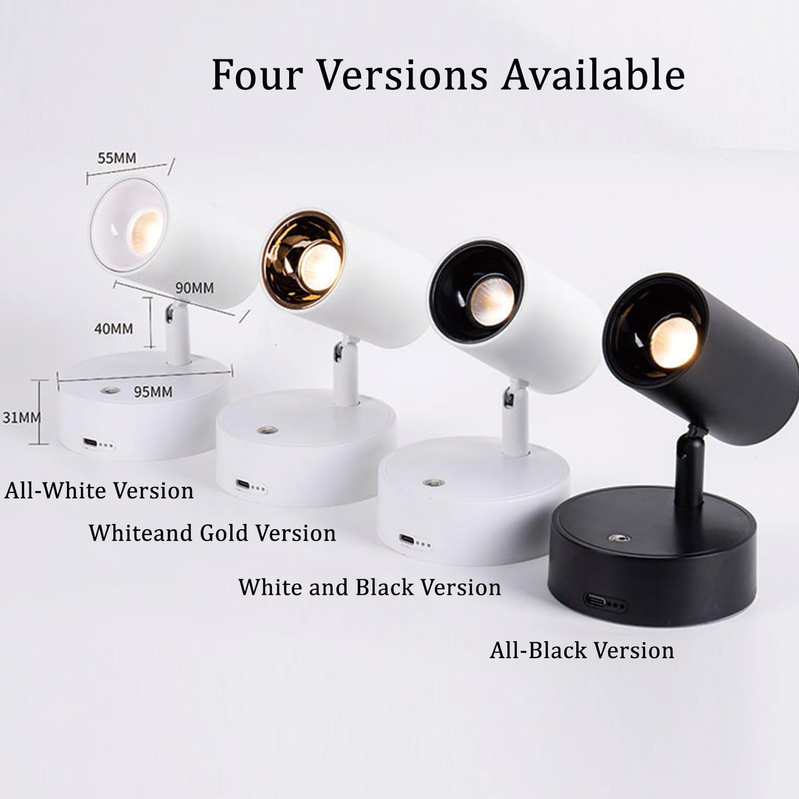 LED Spotlight Aufladbar Wandleuchten mit Fernbedienung Touch-Schalter Dimmbar Wandleuchte 355° Drehung Kabellose Magnetische Wandbeleuchtung für Bilder Wohnzimmer Schlafzimmer (Weiß + Gold)