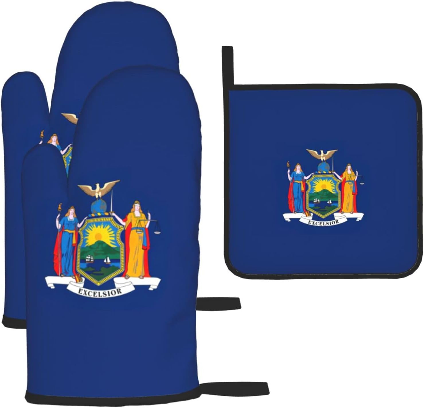 New York State Flag Print Heat Resistant Microwave Gloves, Used for Baking, Cooking, and Fashion Kitchen Essentials