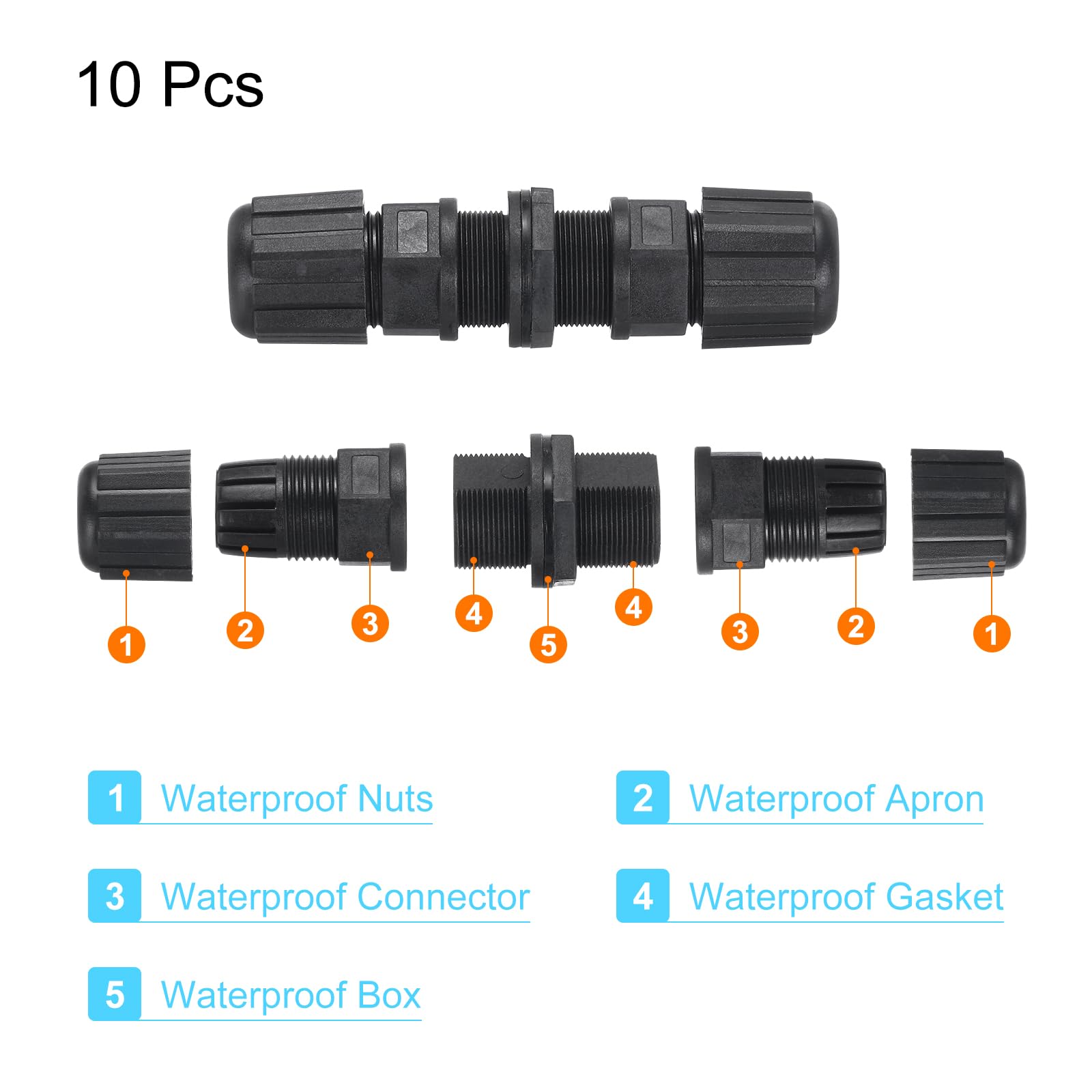 QUARKZMAN Coupleur RJ45 Etanche, Double Tête Femelle À Femelle Blindé IP67 Pour Câble Ethernet LAN Extérieur Pour Cat5e/Cat5, Lot De 10