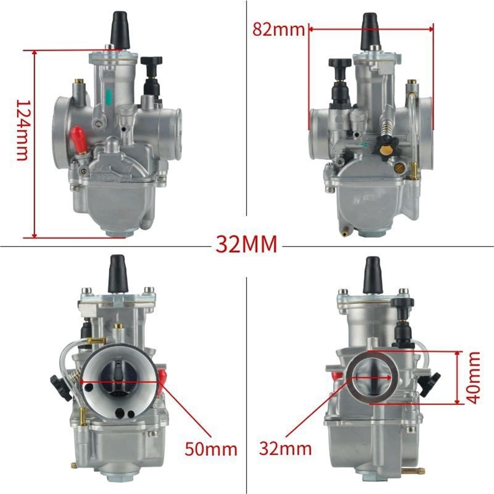 Pasuje do Keihin KOSO PWK 24 26 28 30 32 34 mm 2T 4T ATV Quad Go Kart Dirt Bike Scooter 50-250 cm3 Motocykl Gaźnik z dyszą(KPWK32)