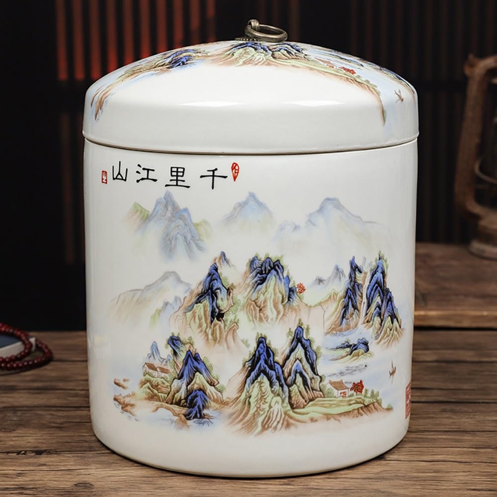 SXYHCK Ceramic Food Storage Jar, Rice Storage Containe, Sealed Home Grain Storage Ceramic Container, Grain Rice Dispenser For Flour Sugar Cereal(Style B)