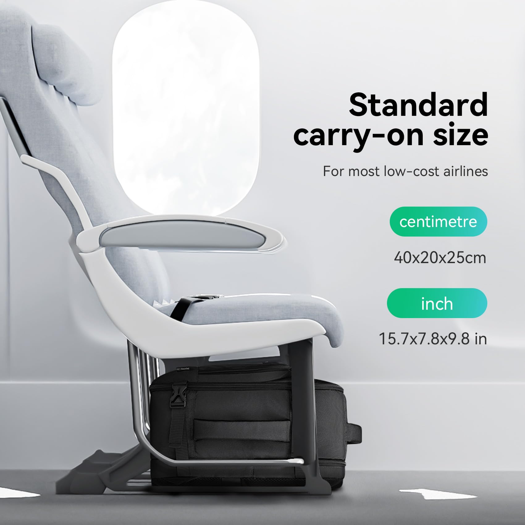 Omnpak Zaino ryanair 40x20x25,Bagaglio a mano,Borsa viaggio per tutte le compagnie low cost, zaini valigia da cabina 40x20x25cm ecologica in PET riciclato da 20 litri,Nero