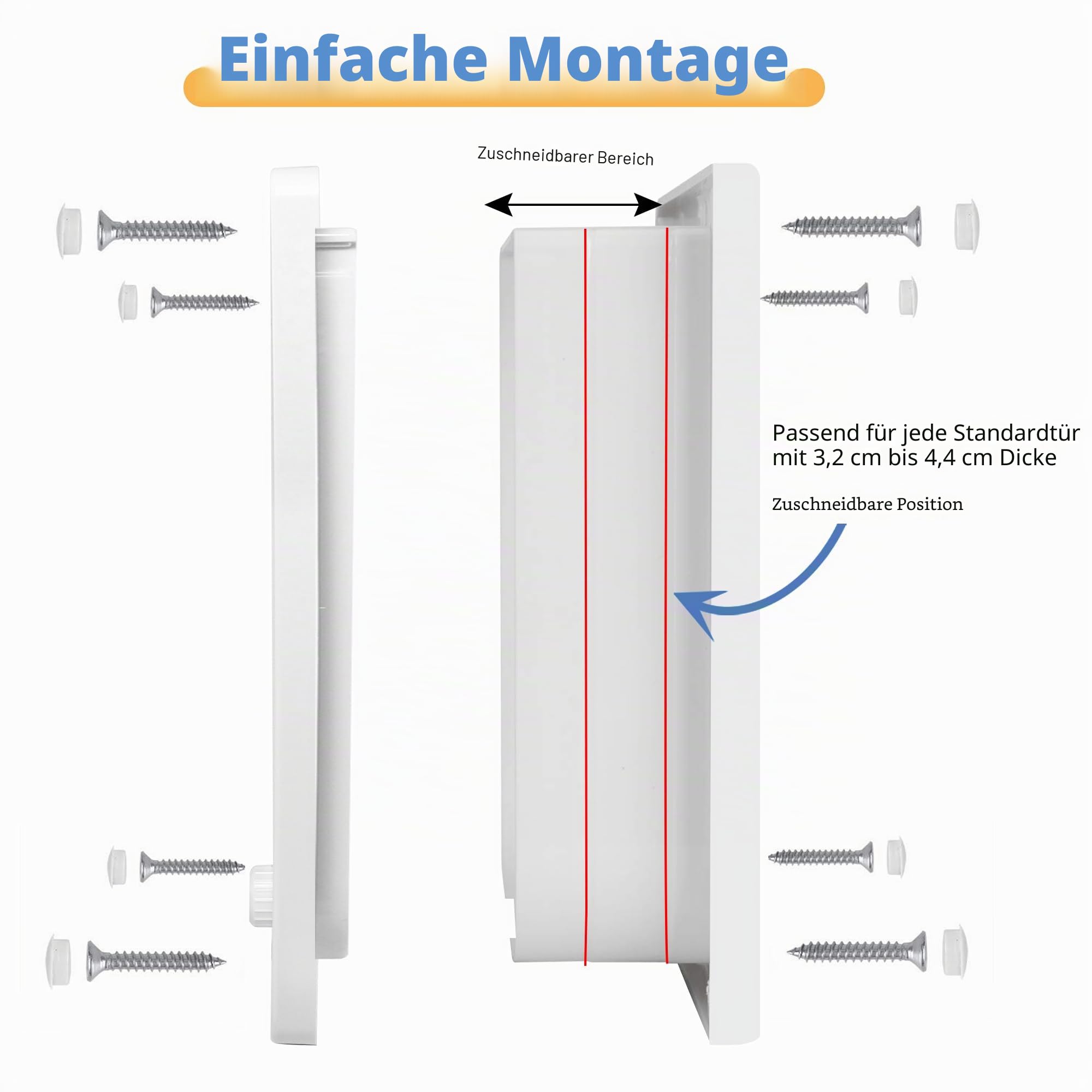 Wordcam Mittelgroße Katzentürklappe, 4-Wege-Verriegelung Katzentür für Innen- und Außentüren, Haustiertür für Katzen, Kätzchen, Hunde, robust, witterungsbeständig (Weiß, M)