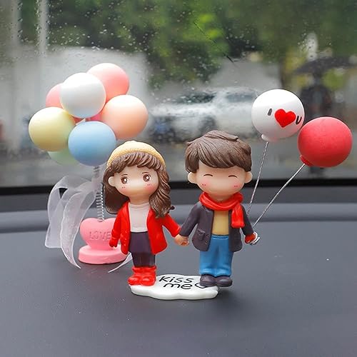 fvituve Lindos adornos para tablero de instrumentos de automóvil, figuras de parejas de dibujos animados, adornos de globos, figuras de muñecas