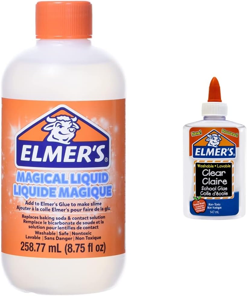 Elmer's Glue Slime Magical Liquid Activator Solution and Clear School ...