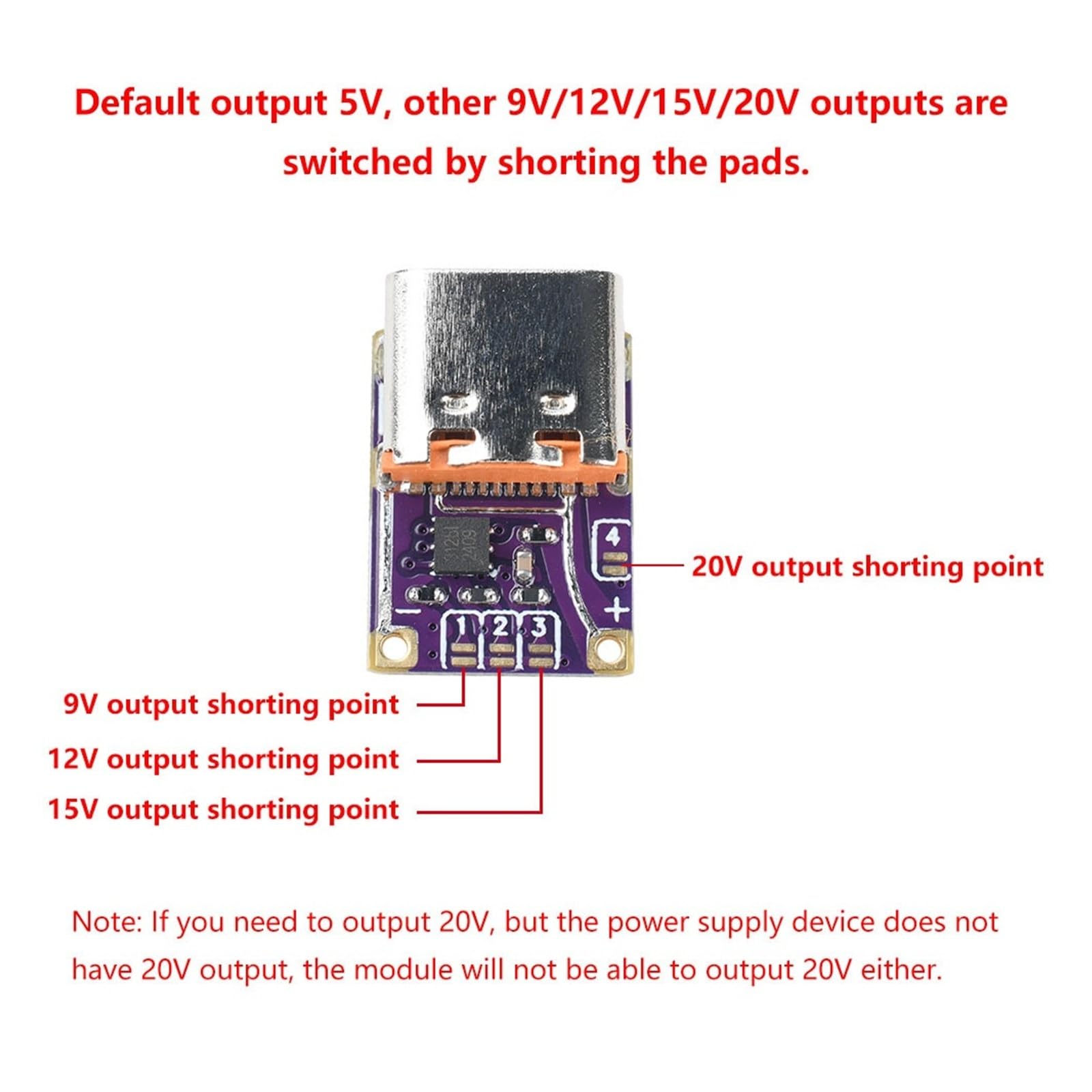 PD3.0 PD3.1 QC3.0 moduł spustowy 48 V Decoy Board typ C do DC 5 A (niskie napięcie)