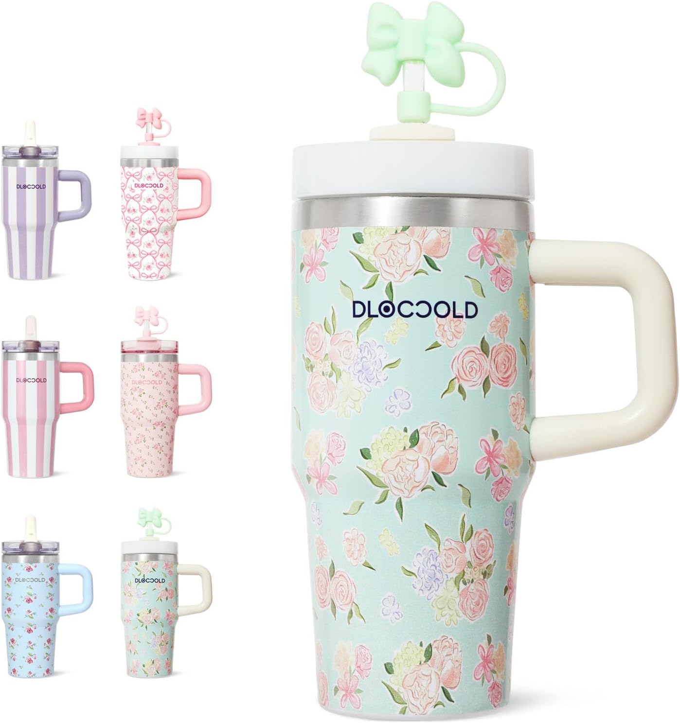 DLOCCOLD 16 oz Stainless Steel Tumbler with Lid and Straw, Double Wall Vacuum Insulated Travel Tumbler with Straw Cover Cap, Cupholder Friendly, Leak Resistant, Reusable Travel Coffee Mug