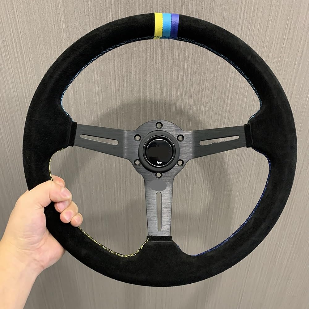 Volante da Corsa Universale,Volante Sportivo Volante for auto in pelle scamosciata corsa modificato