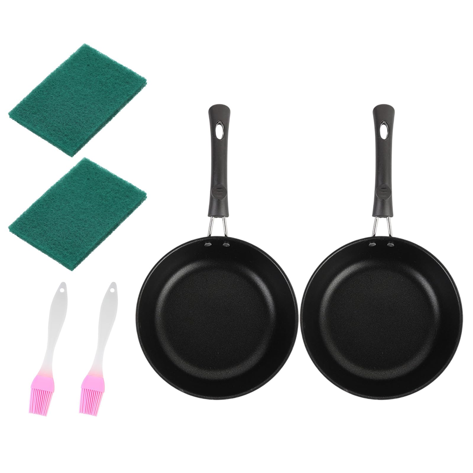 Tsophreniq Of Small Nonstick Skillets 12cm with Ergonomic Handle and 2Pcs Scouring Pad for Efficient Meal Preps Dishwasher Safe Skillets Set