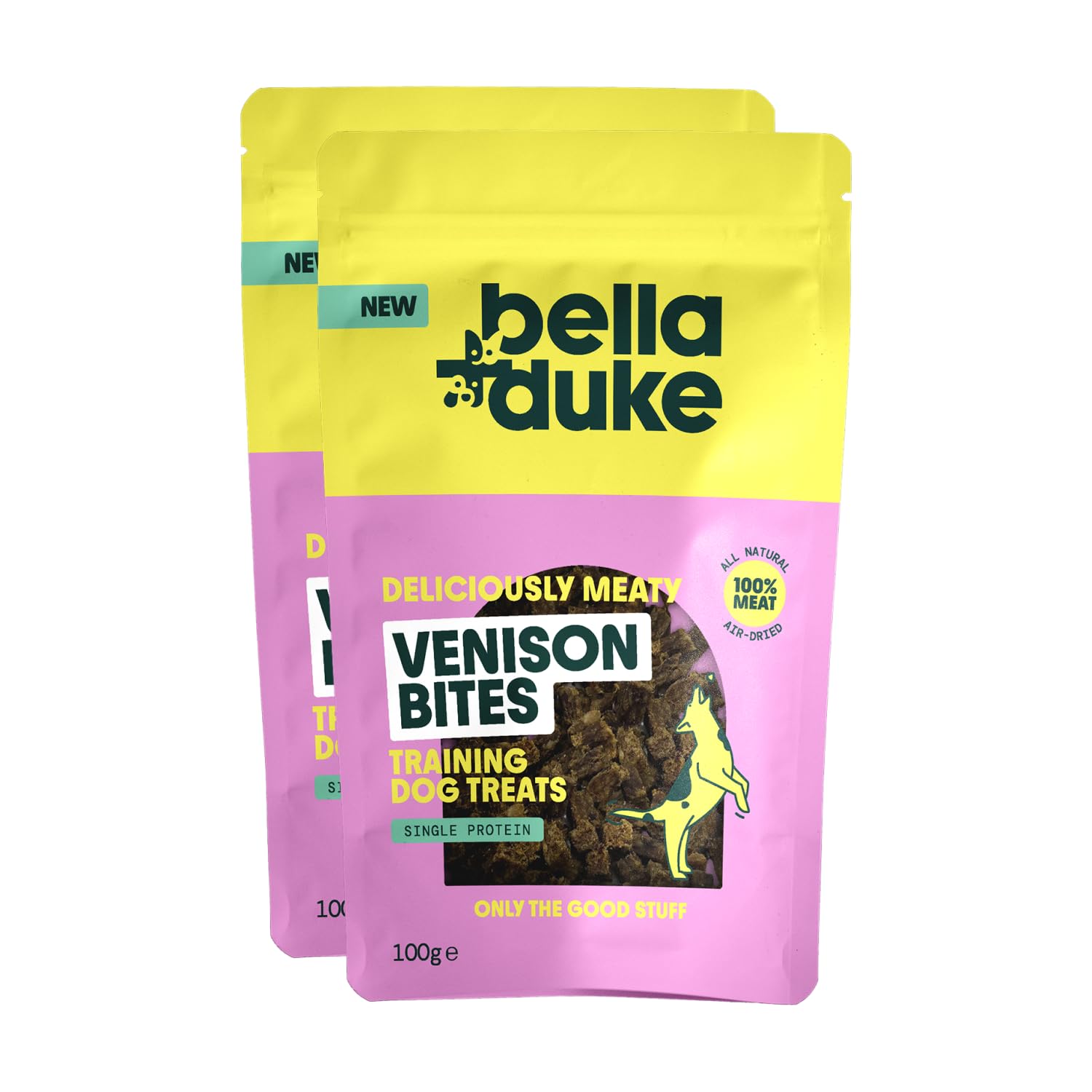 Bella+Duke Venison Bites for Dogs 2 Pack - Ideal for Training & Snacking - Grain-Free, High Protein and Hypoallergenic - Suitable for Dogs & Cats - 100% Natural Alternative to Processed Treats