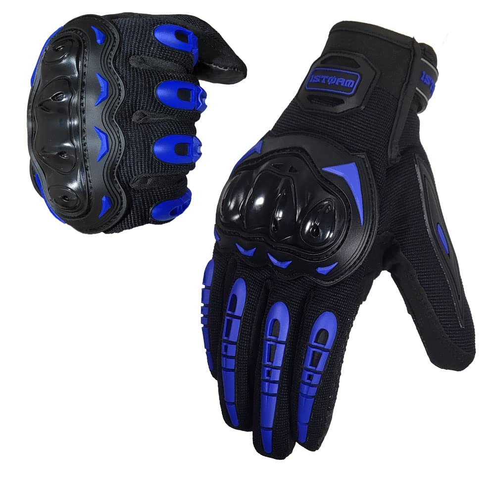 1Storm Motocross Motorcycle Gloves MCS17 BMX MX Bike Bicycle Cycling Hard Reinforced Knuckle Touch Screen Blue