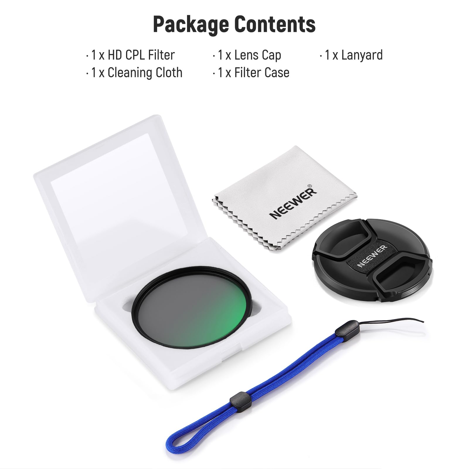 NEEWER 49mm Filtro CPL con Copriobiettivo, Filtro Polarizzatore Circolare Ultra Sottile, Rivestimento Nano, Vetro Ottico HD per Lente Fotocamera, Riduce Riflessione e Abbagliamento, Aumenta Contrasto