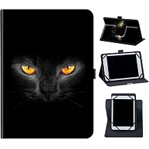 Case for YELLYOUTH 10.1 inch Android Tablet,Mxfdegf 360 Degree Rotating Stand and Magnetic Closure Case for with ZONKO 10.1, Hoozo 10,Winsing 10,Lectrus 10.1" Tablet,Black Cat Eyes