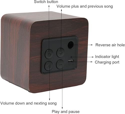 Miniatura 5 de Heayzoki Altavoz Bluetooth retro de madera, altavoces de audio para el hogar de madera de bambú con subwoofer, altavoz de madera vintage para