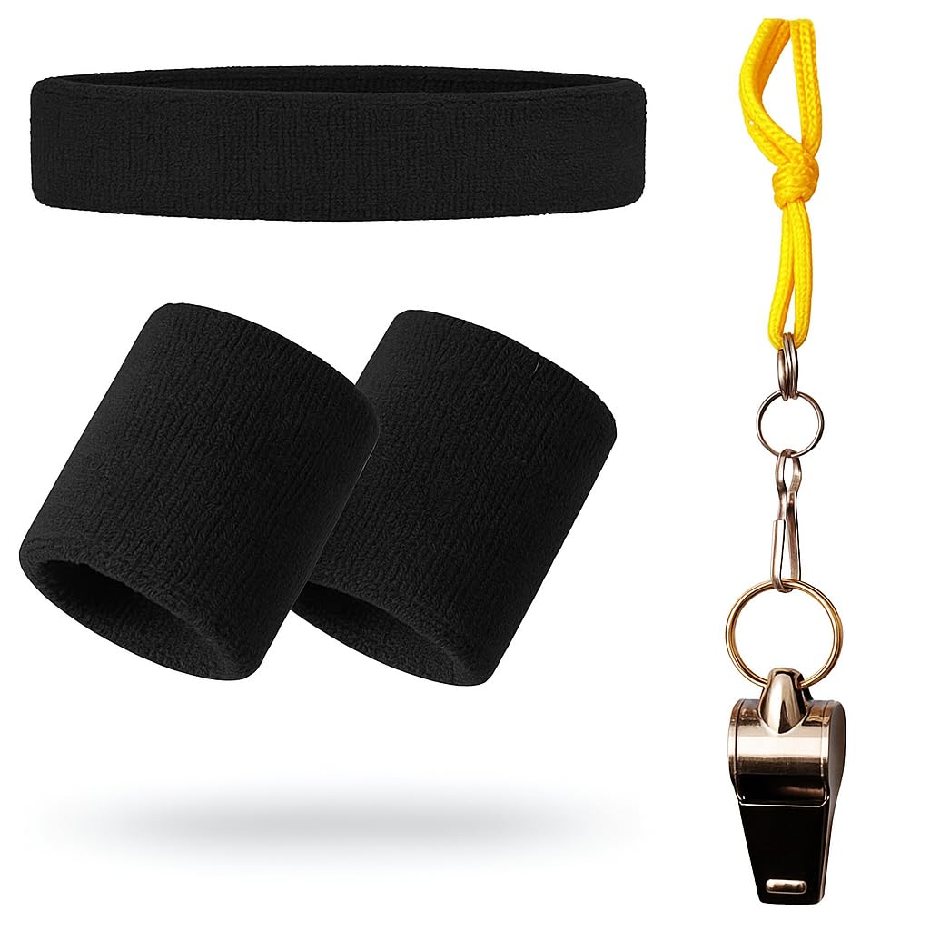 Nextage Combo of Brass Whistle(1Pc) Headband(1Pc) and Sports Wristbands (2Pc) - Ideal for Coaches, Referees, and Fitness Enthusiasts.-picture-26