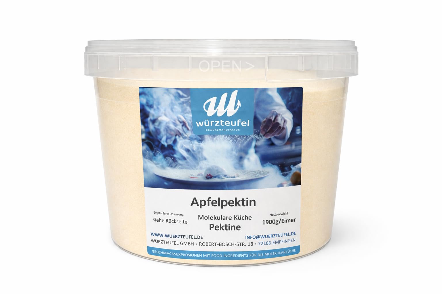 Würzteufel - reines, natürliches Apelpektin E440 (nicht amidiertes Pektin).PE - Eimer 1900g. (1,9 KG)