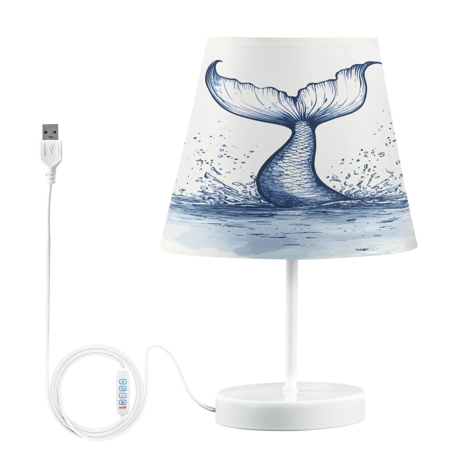 Mnsruu Bedside Table Lamps with USB Ports, Mermaid Tail Nightstand Desk Lamps for Bedroom, Living Room, Office,M
