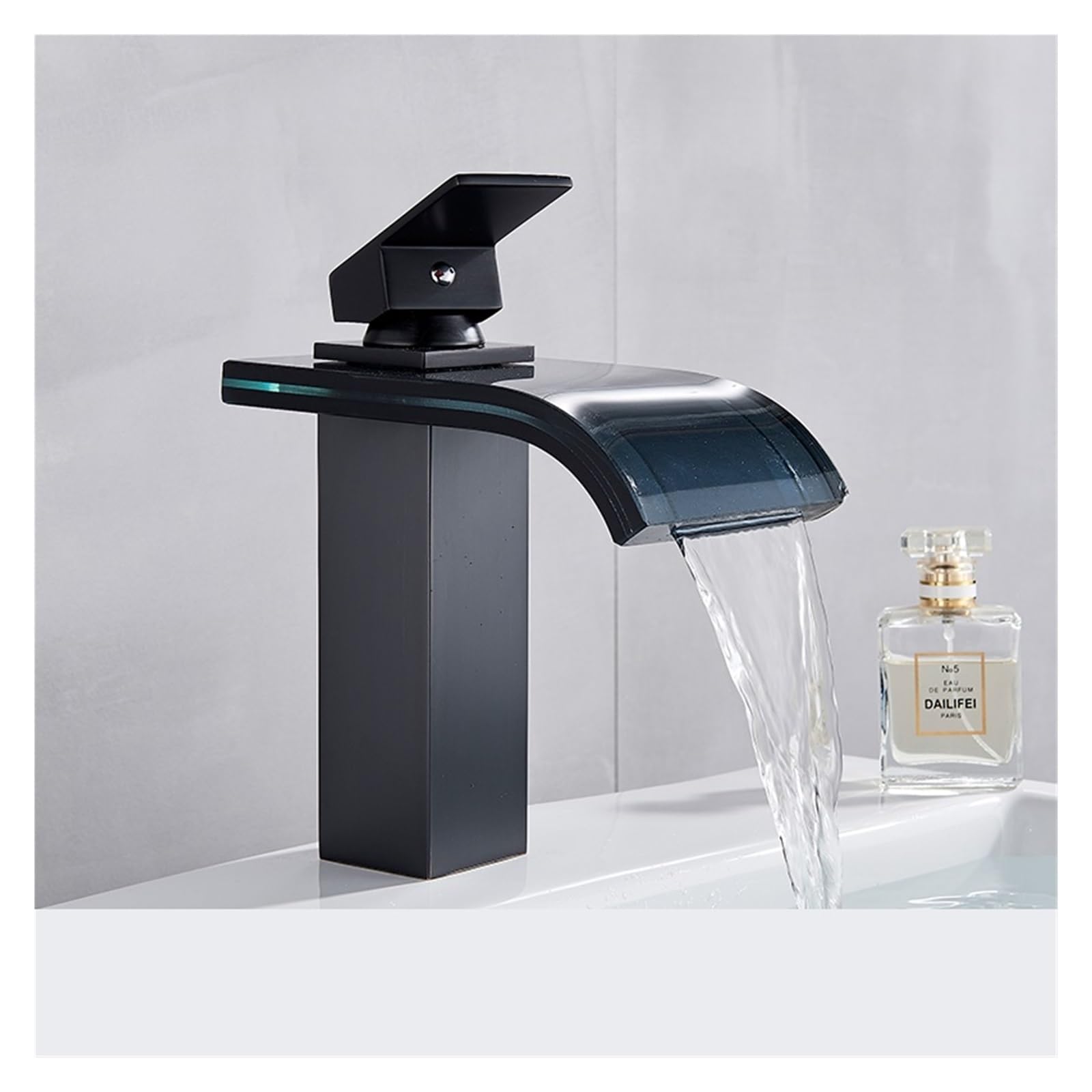Robinet de lavabo cascade noir bronze antique mitigeur chaud et froid pour salle de bain