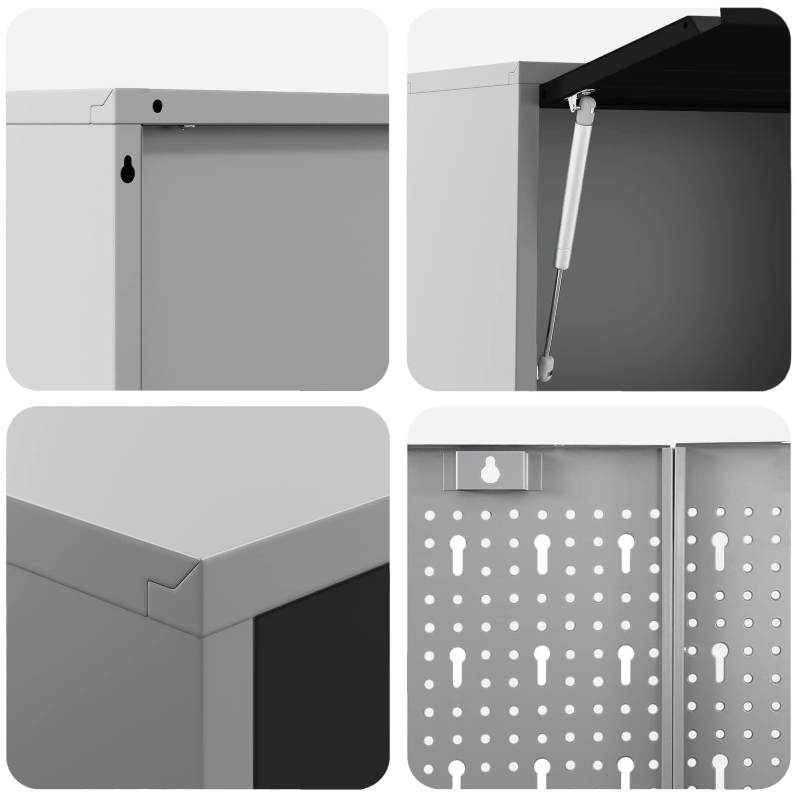 vidaXL Stół warsztatowy z szufladą 8 pcs Szary 100 x 55 x 200 cm Stal, Rozwiązania do przechowywania narzędzi, uchwyt na akcesoria, szafka z pojemnikami i półkami