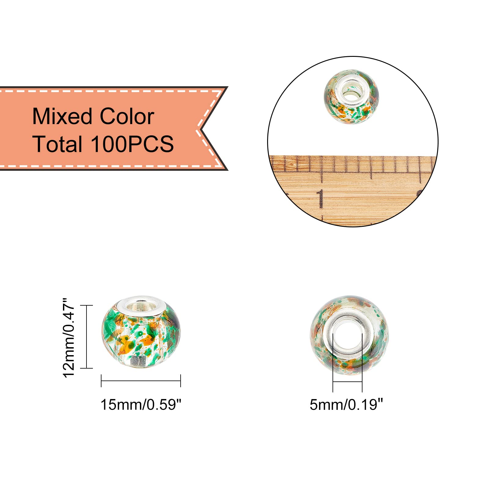 5, 10 O 20 Perline Rondelle Europee Con Foro Largo In Lega Di - Foto 8