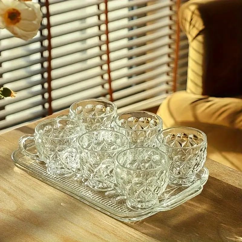 Image of Glass Serving Plate Set of 1 pcs Flower Decorative 16 inch Crystal Clear Glass Plate- Dry Fruits Sweets Chocolate Snack Plate for Dining,Catering Event,Parties,Wedding Dinner Plate