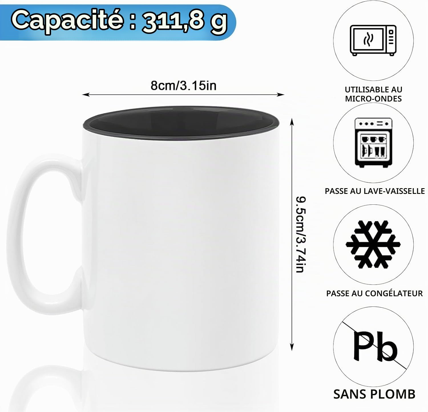 MALLOOM Mugs de Sublimation 11 oz Vierges, Lot de 12 Tasses à Café pour Sublimation, Mugs Vides Couleurs Assorties