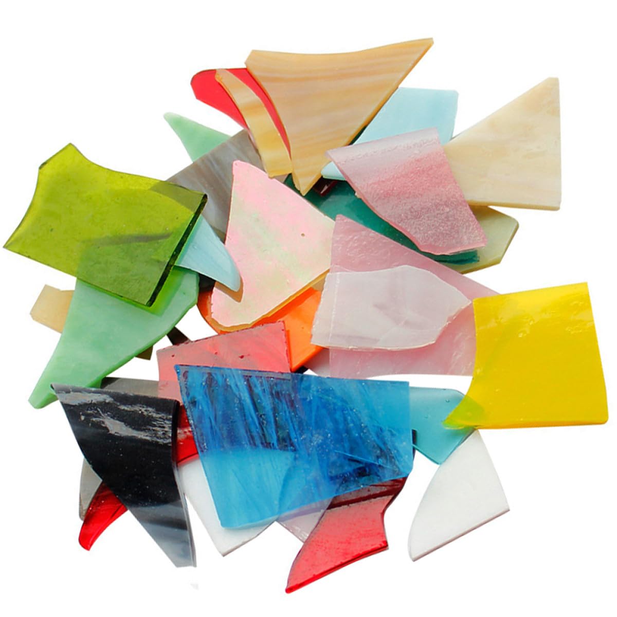 Amosfun Selbstgemacht Glas Mosaiksteine 1 Kg Bunte Glasstücke für Basteln und Heimdekoration Glatte Mosaikfliesen für Kreative Kunstwerke Zufällige Farbe