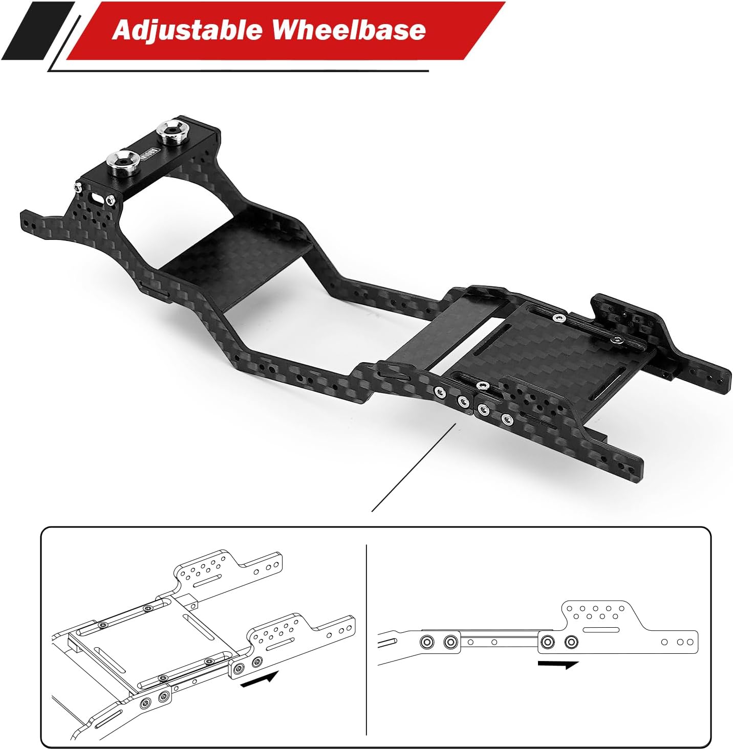 INJORA Universal LCG Carbon Fiber Chassis Frame Kit for 1/24 Axial SCX24 Upgrade, 35g