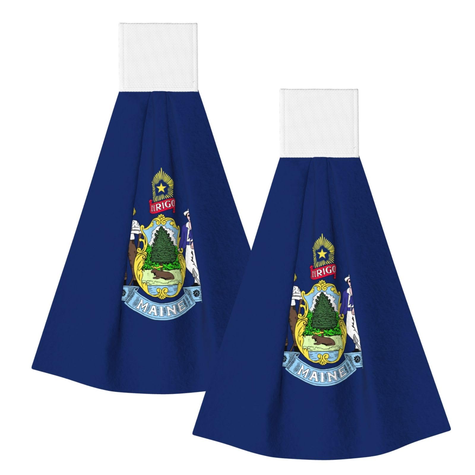 DUWAA Maine State Flag Print Hanging Hand Towel Quick Dry Bathroom Towel Soft Kitchen Towel