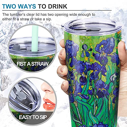 NymphFable 20oz Iris Flor Taza Termo Cafe para Llevar Taza Termica Acero Inoxidable Taza Personalizada - Imagen 5