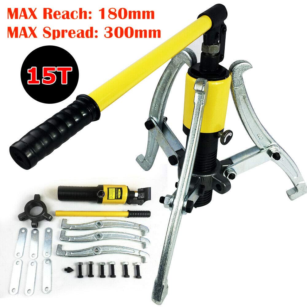 Futchoy Extractor de cubo de rueda hidráulico 15T hidráulico extractor de poleas extractor de polos extractor de polos para garajes, kit de herramientas para cubos/bridas/engranajes/rodamientos