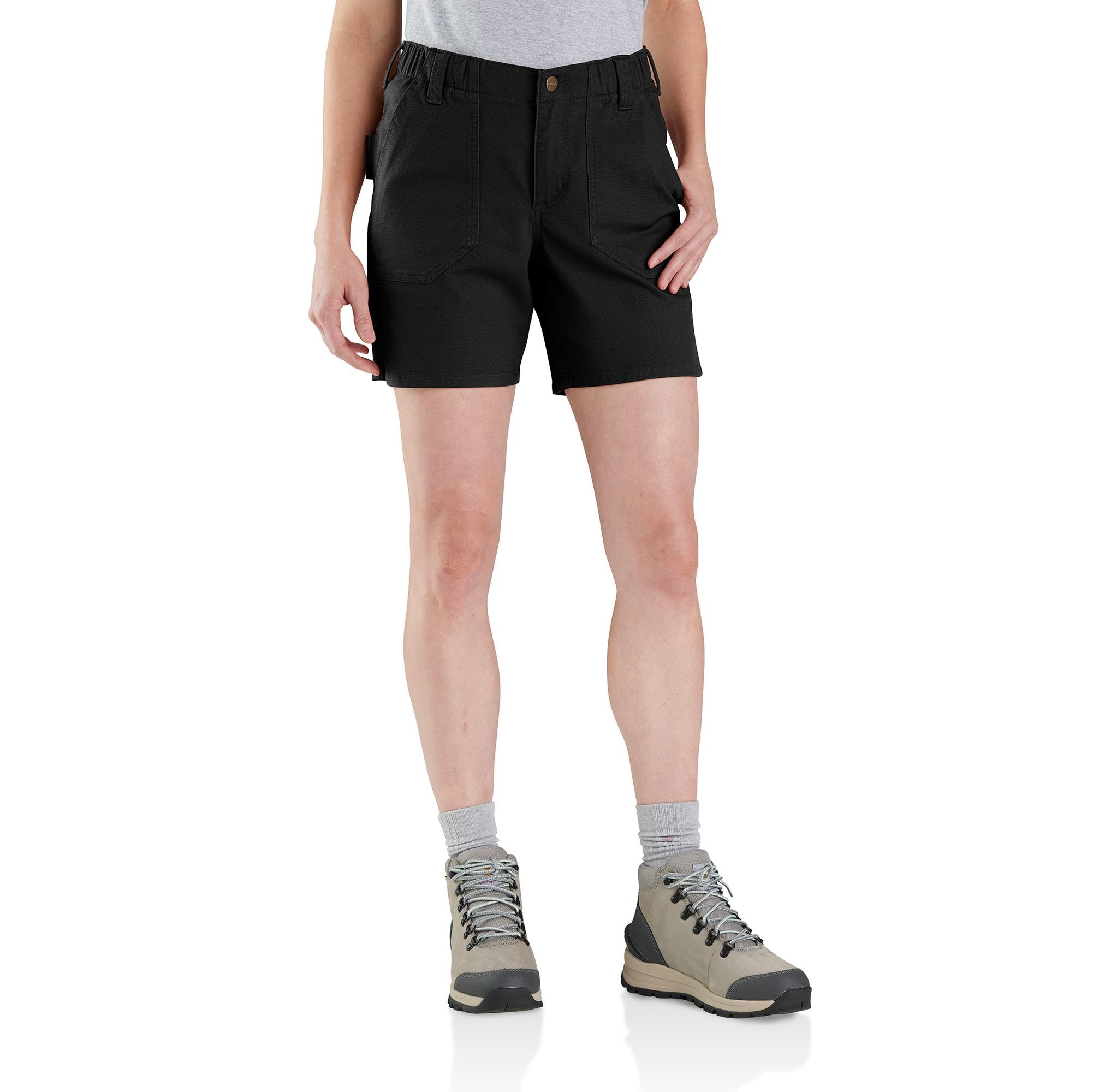 Carhartt Damen Rugged Flex Relaxed Fit Canvas Arbeitsshorts, Schwarz, 46