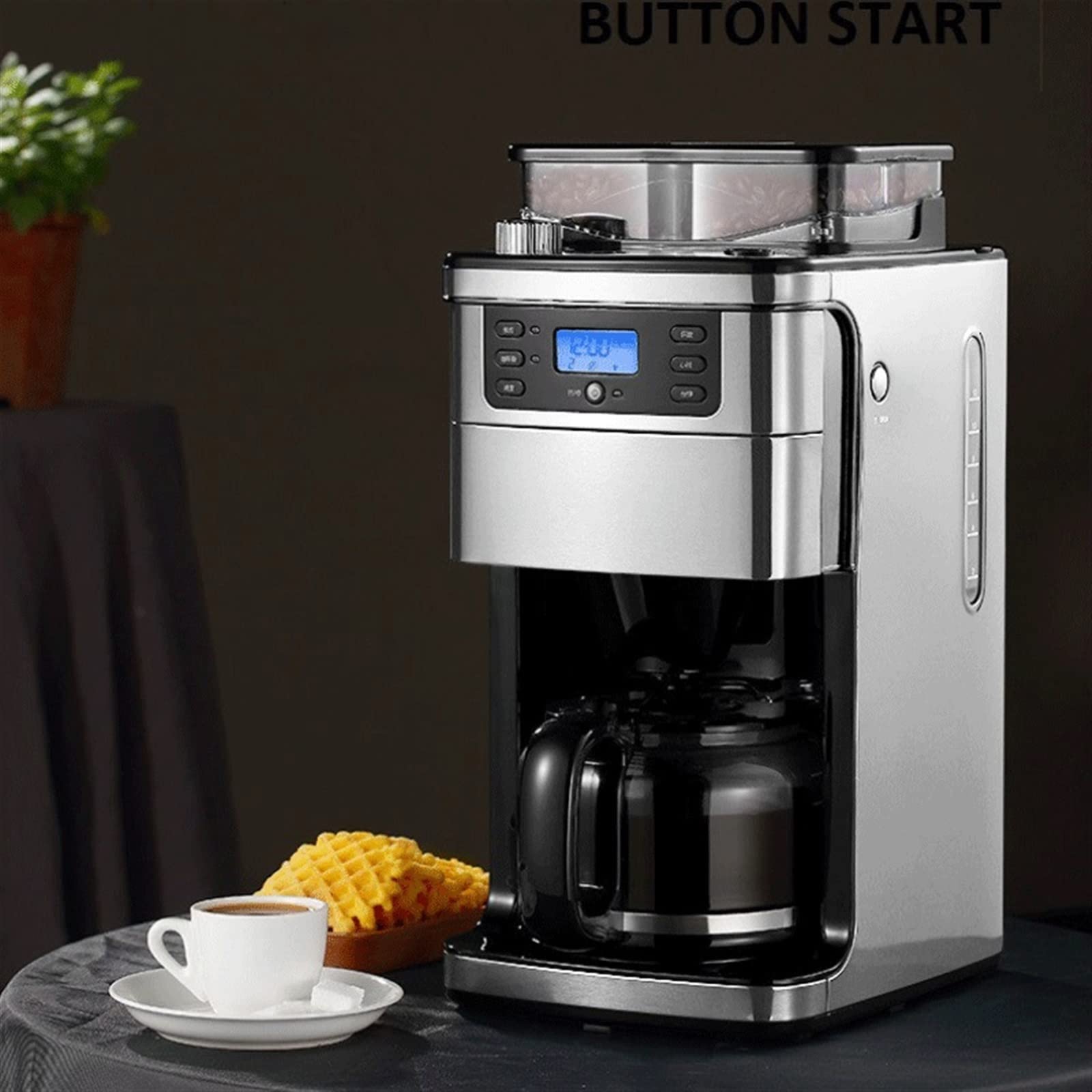 DieffematicKF Ekspresy do kawy Household Automatic Coffee Machine Freshly Ground Coffee Beans/powder Commercial Automatic Coffee Machine (Color : White, Size : EU)