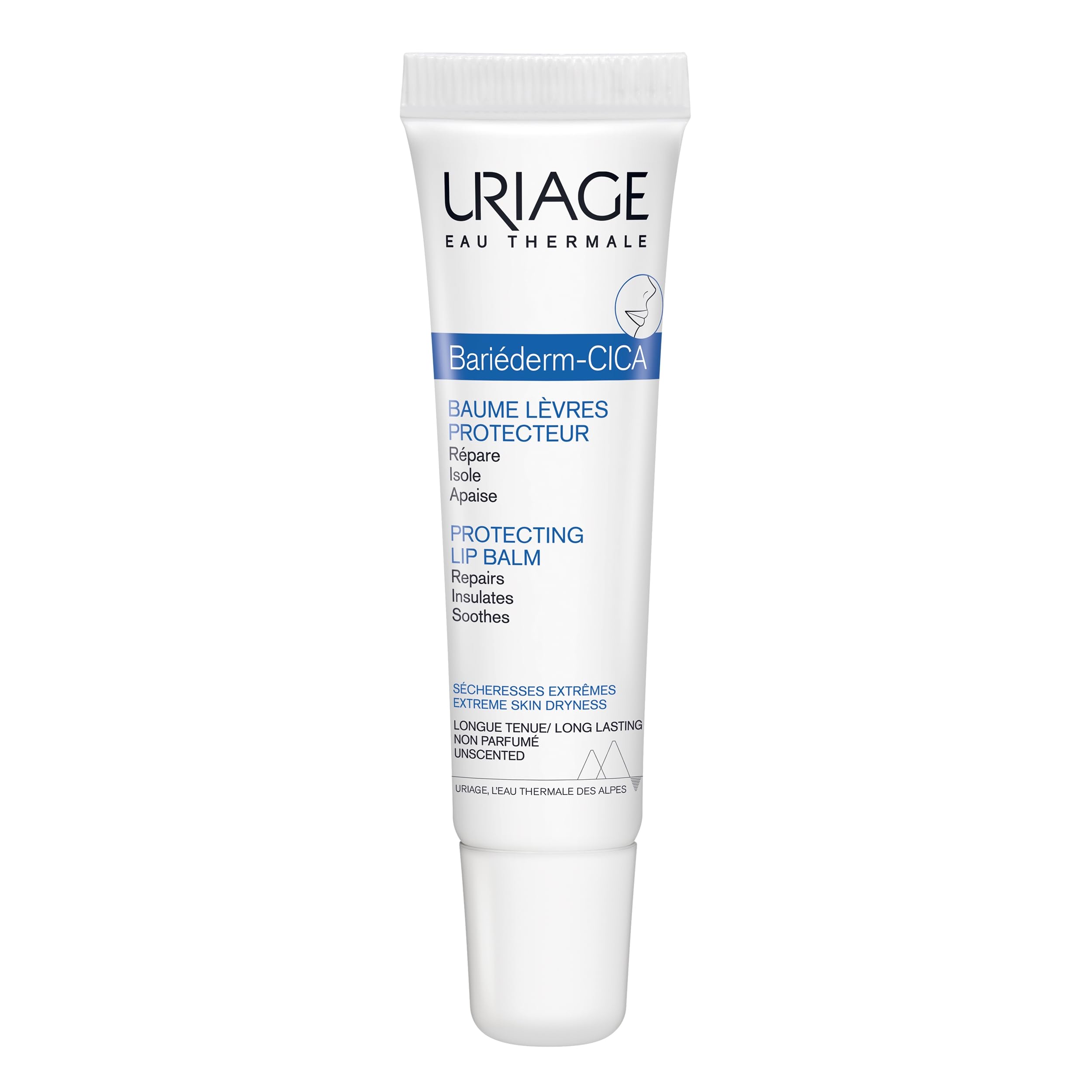 URIAGE Bariederm Cica-Lips Protecting Balm, Repairs, Insulates and Immediately Soothes Dry chapped lips, Restoring Greater Comfort | Lip Balm with High Tolerance and Long-Lasting Formula, Fragrance-Free | Daily Protection to Repair Chapped, Damaged Lips, 0.5 Fl Oz