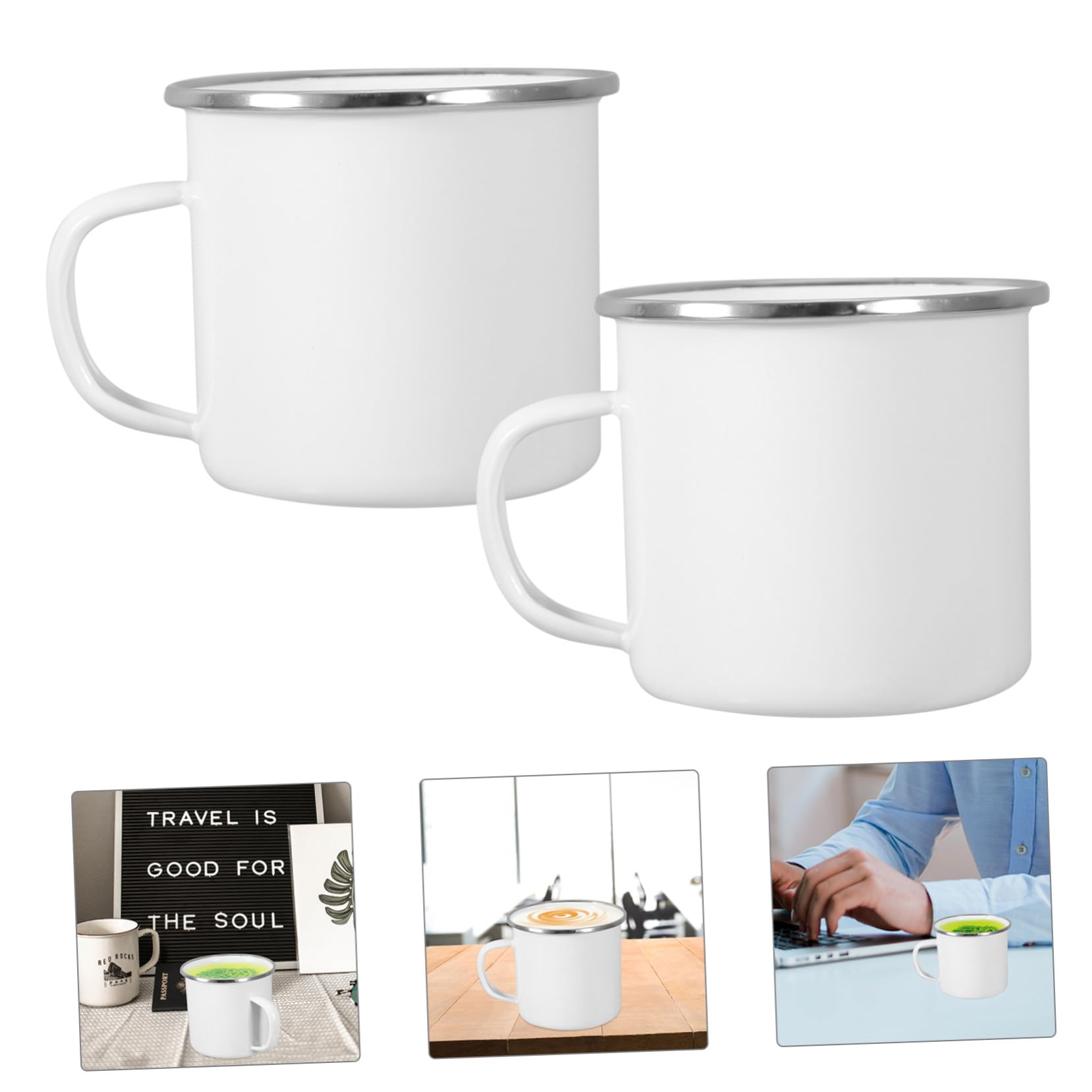 TOYANDONA 4stücke Emaillebecher Henkel Tragbare Campingbecher für Outdoor Geeignet für Kaffee Tee und Milch Stapelbar und Platzsparend