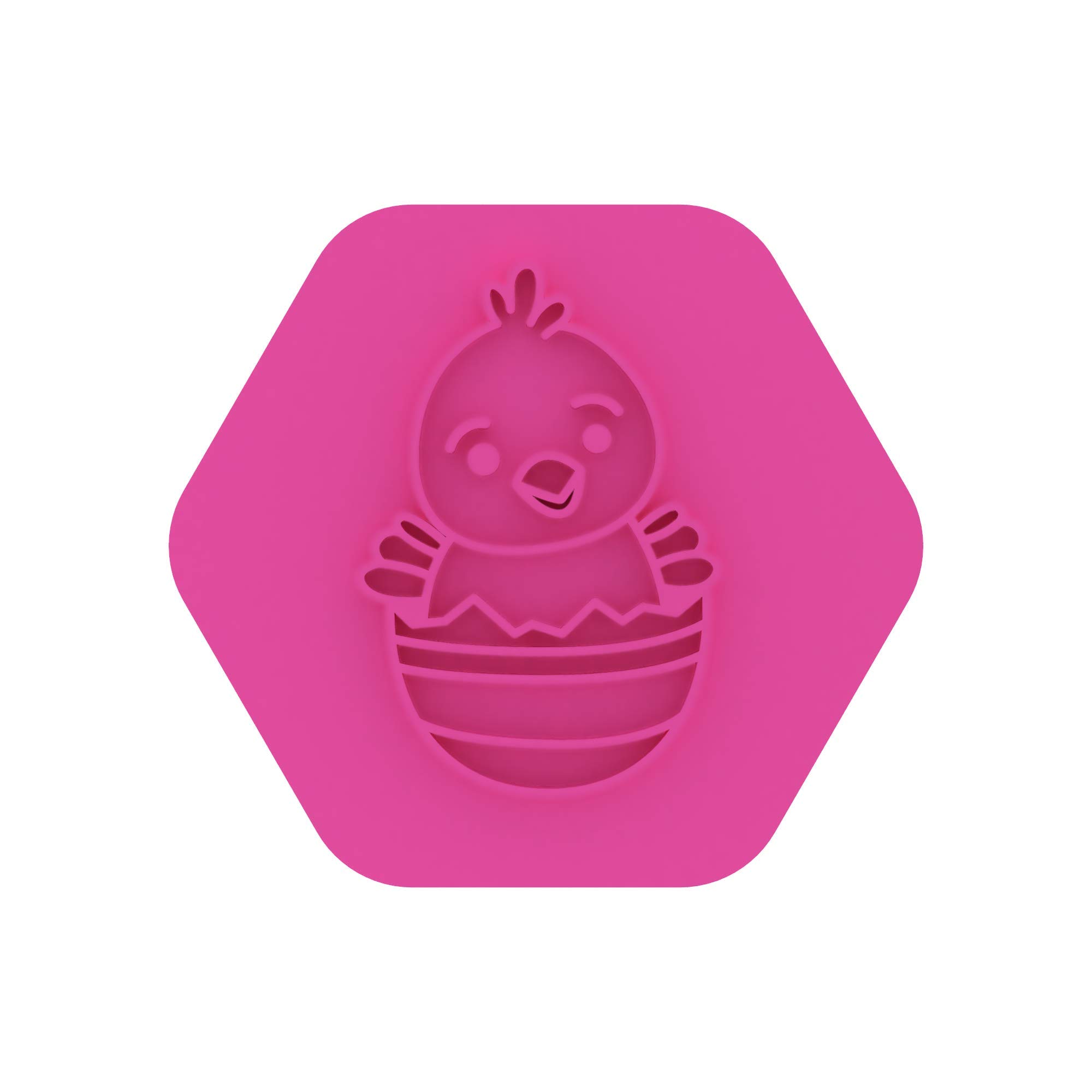 LissieLou Mini Easter Chick in Egg Cookie Stamp Easter Icing Fondant Embosser - Light Pink