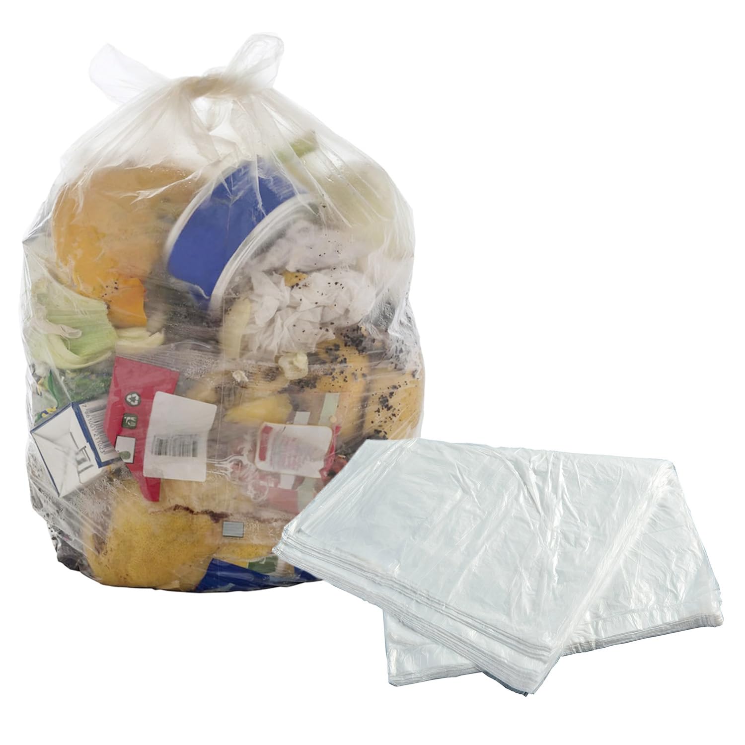 90L (18x29x39") Clear Transparent Strong Plastic Rubbish Waste Refuse Bin Bags (200 Sacks)
