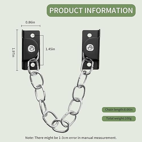 Miniatura 2 de Cerradura de cadena de ventana de acero inoxidable, restrictor de puerta de guardia, cerradura de cadena de seguridad para ventanas planas abiertas