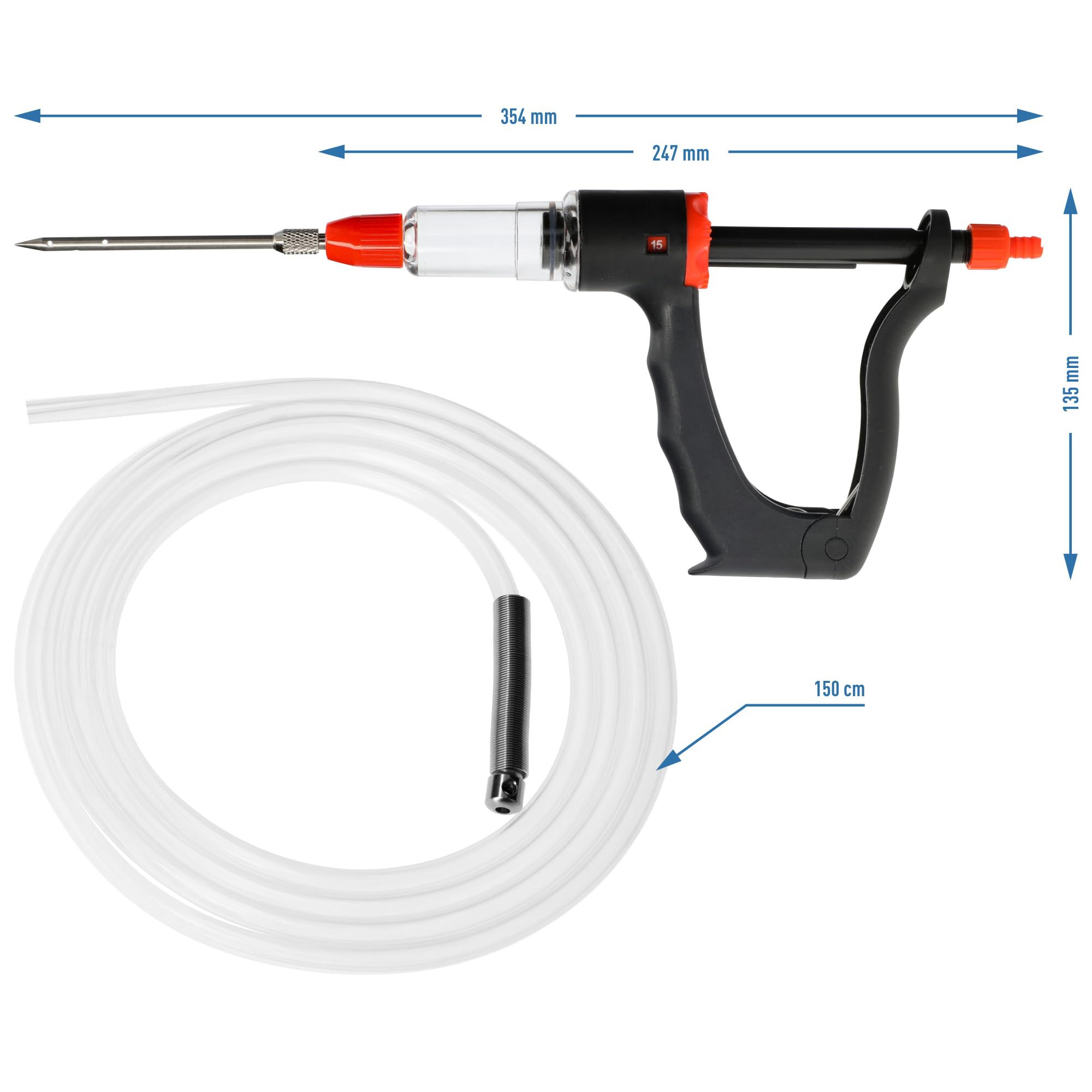 BROWIN Siringa per Carne Semiautomatica con Set di Aghi e Tubo Flessibile per Marinare Arrosto