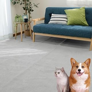 敷き詰めカーペット ラグ フリーカット【ペットにやさしいカーペット】 カーペット 抗菌加工 日本製 6畳 長方形「タマズライフ」 グレー 爪がひっかかりにくい すべりにくい ホットカーペット対応 ハサミでカットOK 裏面不織布 オールシーズン フロアマット リビング ワンルーム 江戸間 261×352cm 敷き詰め