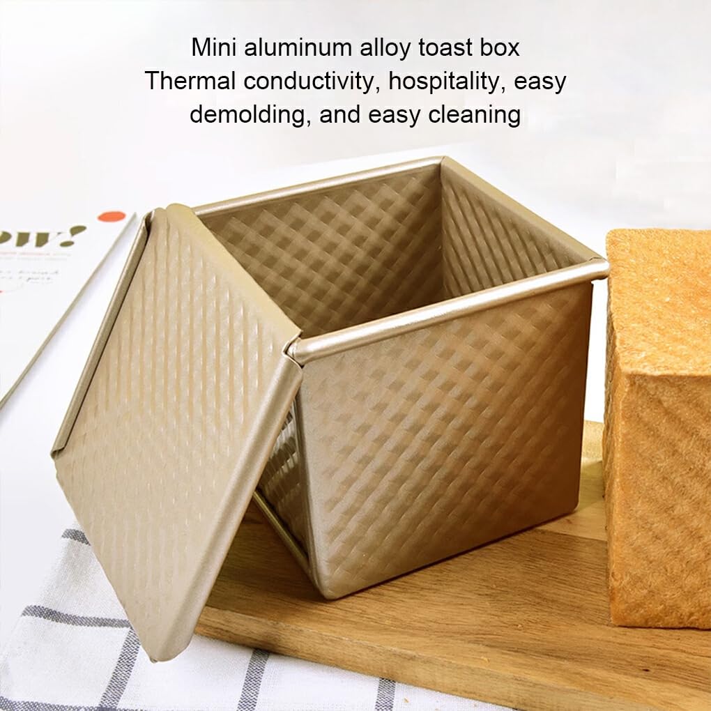 Molde para pan tostado con tapa, fácil de limpiar, 6 uds., versátil, resistente al calor, aleación de aluminio, molde para hornear pan con tapa