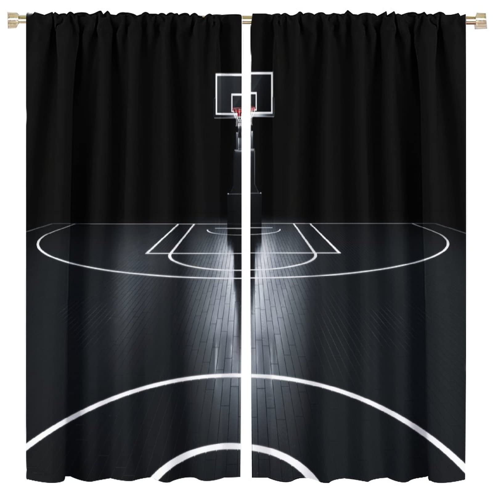 JESTRONRY Basketball Sports Curtain,Basketball Court Sports Theme Room Darkening Door Window Rod Pocket Curtain for Teen Boys Bedroom Living Room Decor W84xL84in