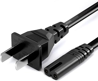 2 Prong AC Power Cord Replacement for Samsung TV,TCL TV, Philips Toshiba LG TV, Sony PS5/PS4/PS3, Xbox One S/Xbox One X, Sharp Panasonic Vizio LED TV Sky Box Power Cord 2 Prong Cable (6FT Black)