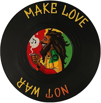 Make Love Not War Retro Buzdolab  Magneti   Renkli Reggae Tasar m, Ev & Ofis Dekor, Hediyelik Yuvarlak M knat s