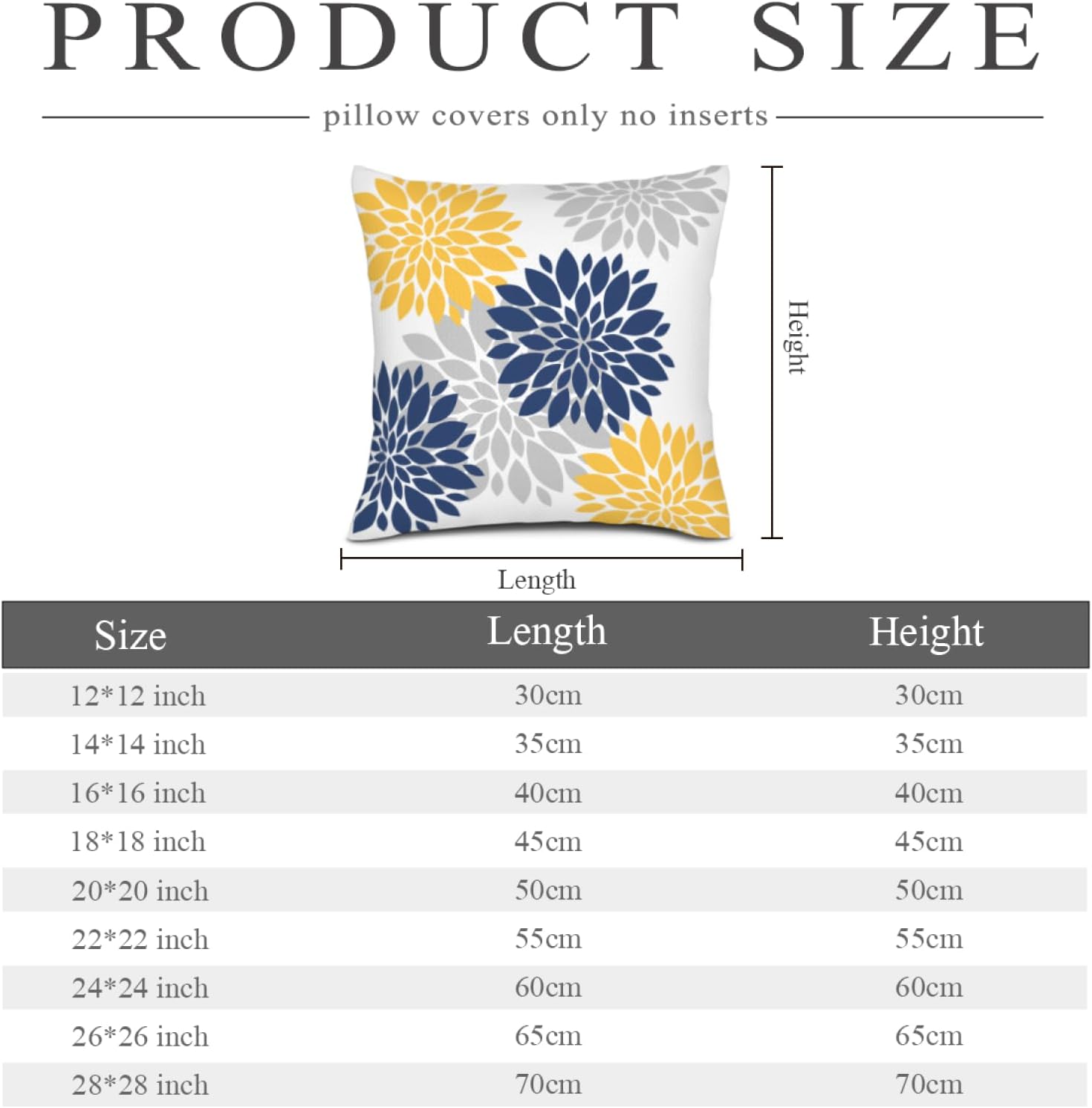 Navy Blue Yellow Pillow Covers 18x18 Inch 2 Pcs, Spring Summer Geometric Elegant Dahlia Decorative Throw Pillows, Flower Outdoor Decor Pillowcase Linen Square Cushion Cover Gift for Patio Couch Sofa